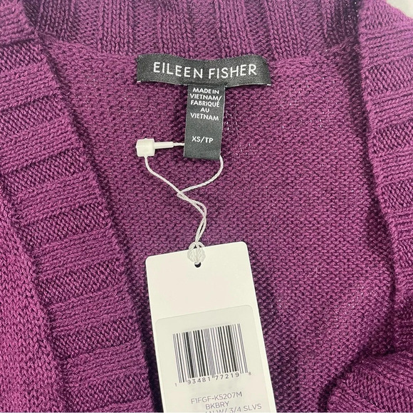 New Eileen Fisher Linen Cotton Cardigan 3/4 Sleeve - Picture 4 of 6